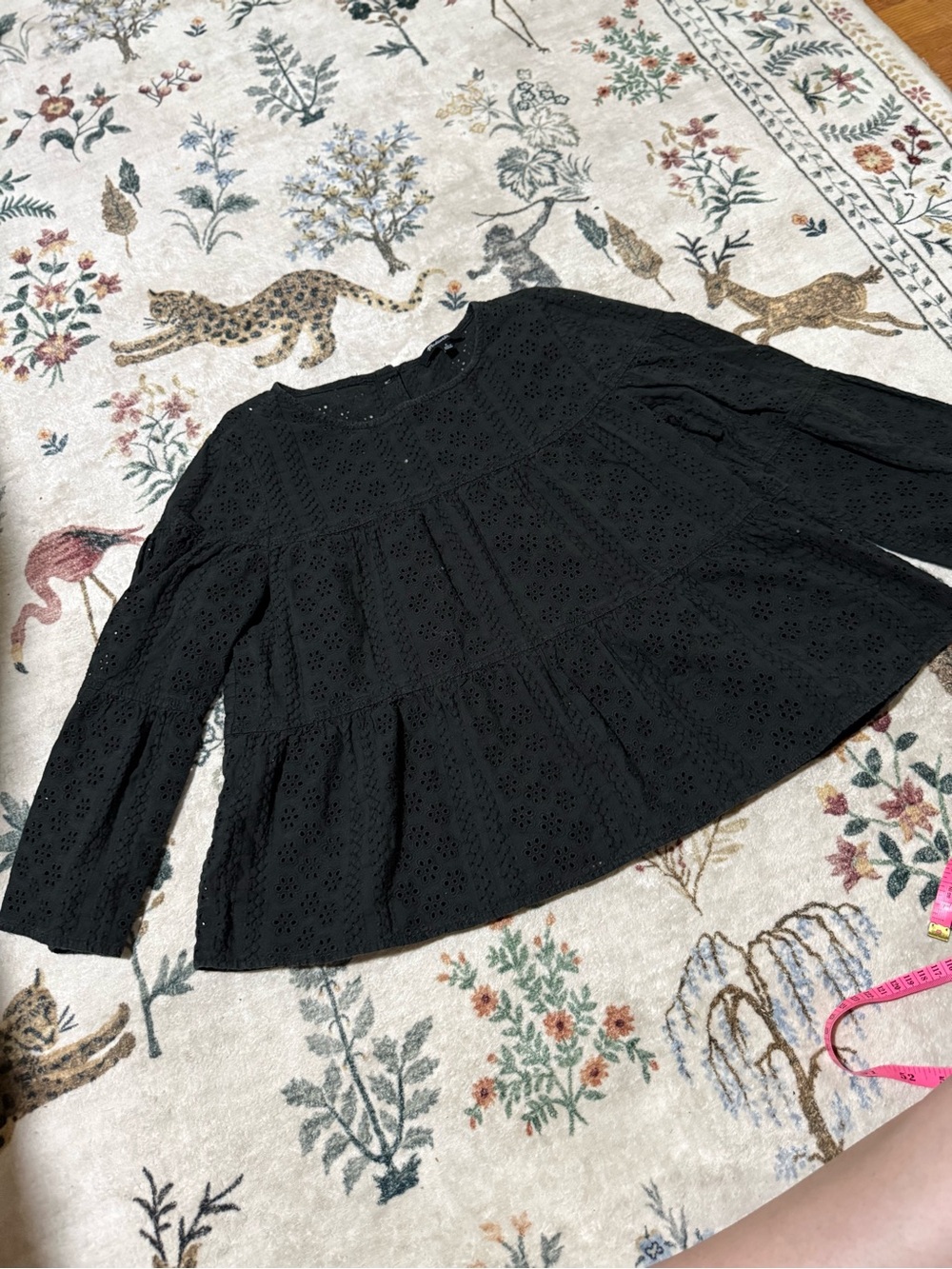 Madewell Black Eyelet Tiered Peasant blouse S